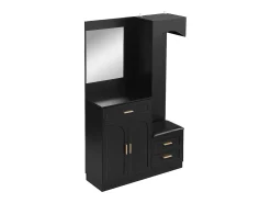 Perchero negro con espejo, 1 cajón y 3 puertas – para entradas y pasillos