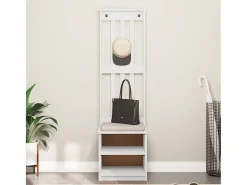 Perchero SANDNES blanco 45x40x159,5 cm madera maciza de pino