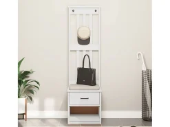 Perchero SANDNES blanco 45x40x159,5 cm madera maciza de pino