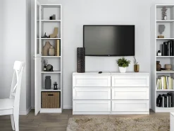 PERRY - Vitrina 2 puertas - Estilo clásico - 6 estantes - 40x31x200cm - Muebles de salón