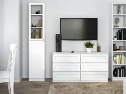 PERRY - Vitrina 2 puertas - Estilo clásico - 6 estantes - 40x31x200cm - Muebles de salón