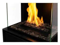 Planika - Chimenea de bioetanol sin ventilación Arcticon BEV, control remoto, llama real, diseño panorámico - Negro