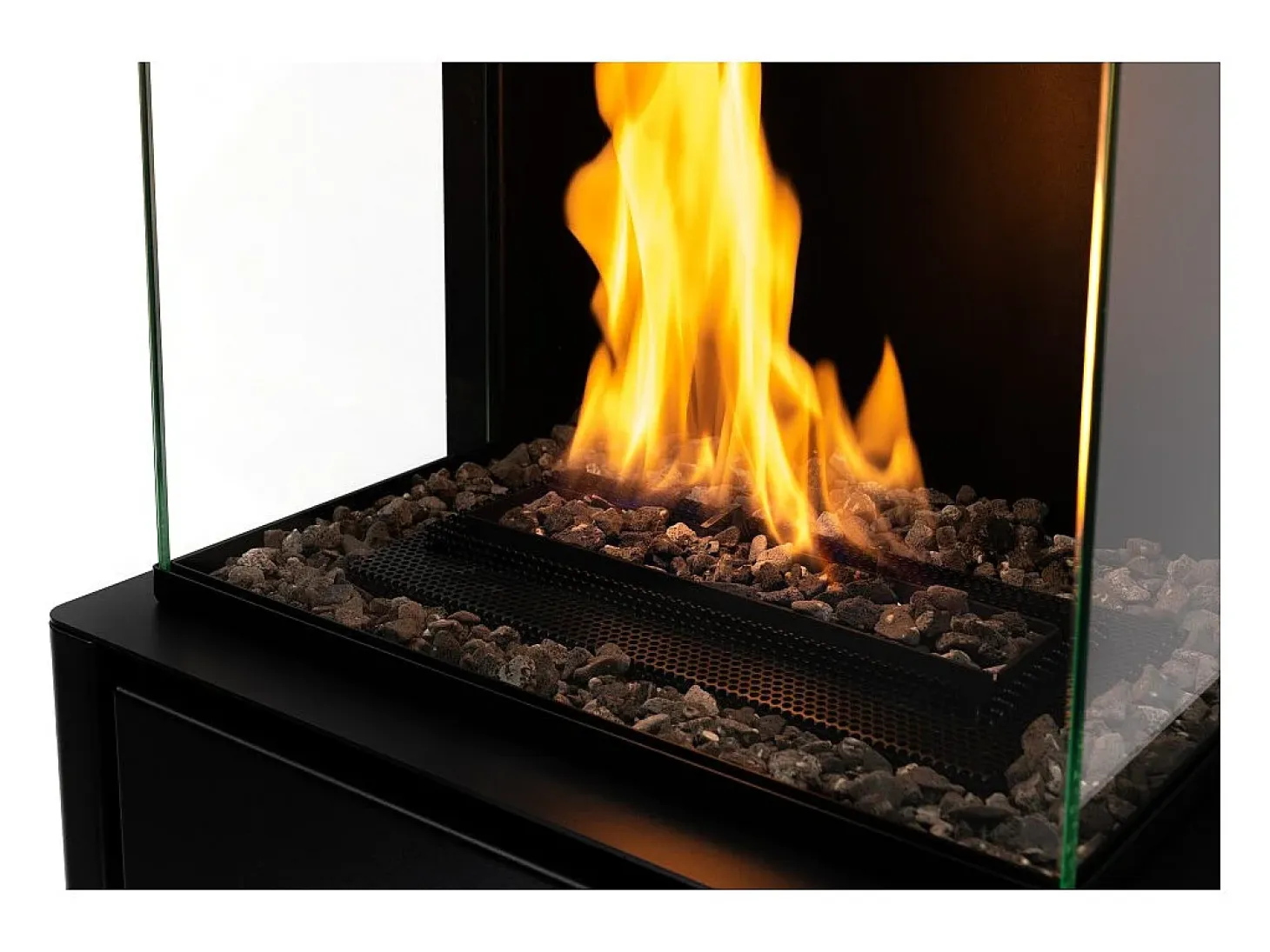Planika - Chimenea de bioetanol sin ventilación Arcticon BEV, control remoto, llama real, diseño panorámico - Negro