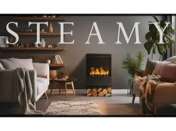 Planika - Chimenea de vapor de agua con efecto de llama realista y tecnología Optimyst, control remoto, diseño moderno