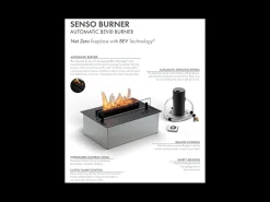Planika - Quemador de bioetanol sin ventilación Senso Burner BEV, control remoto, llama real, acero