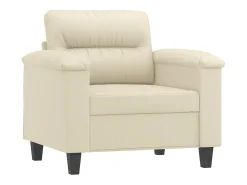 Poltrona com apoio de pés couro artificial 60 cm cor creme
