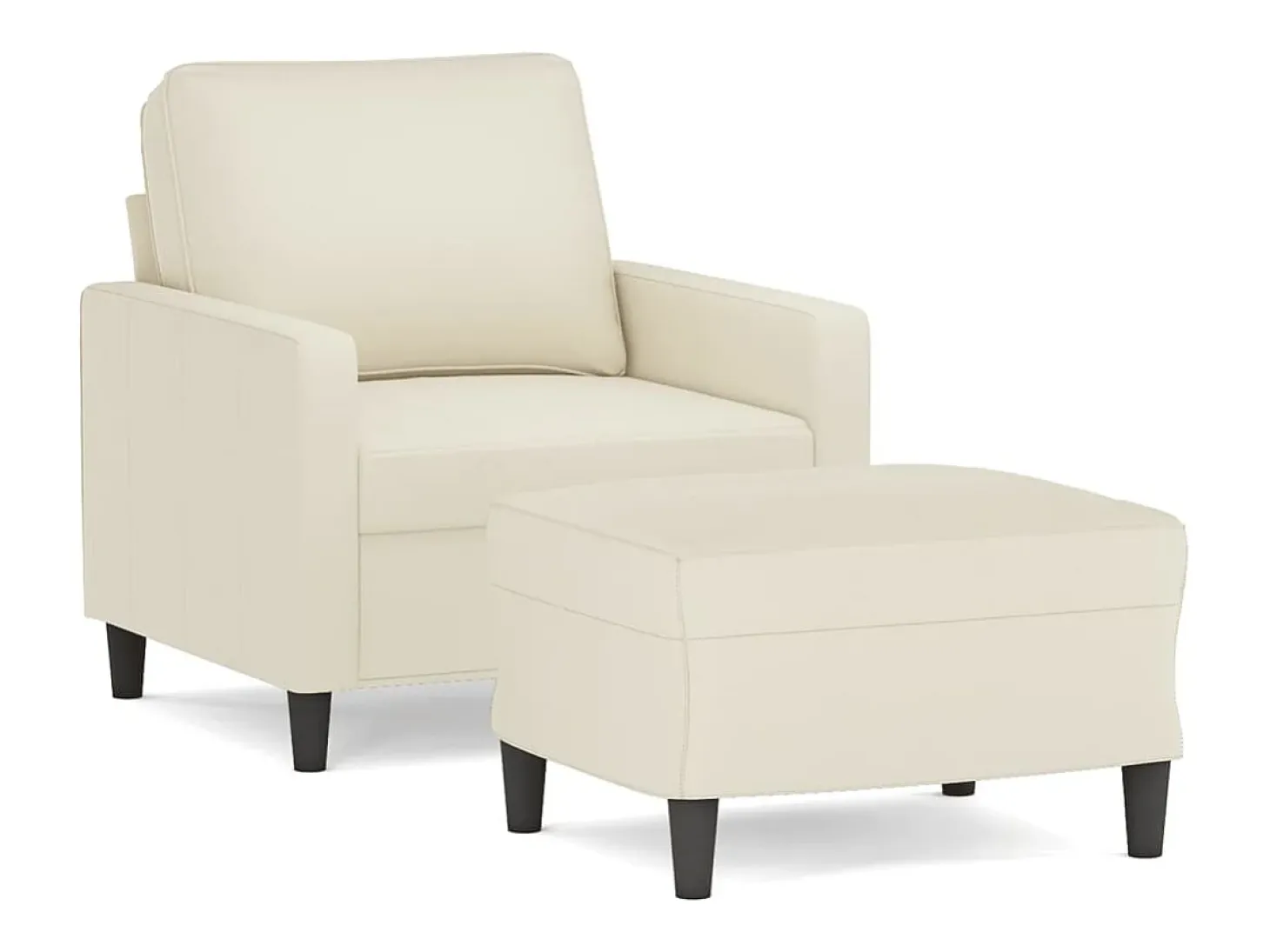 Poltrona com apoio de pés 60 cm veludo cor creme