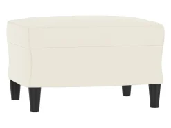 Poltrona com apoio de pés 60 cm veludo cor creme