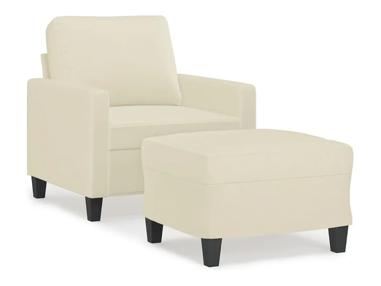 Poltrona com apoio de pés couro artificial 60 cm cor creme
