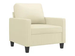 Poltrona com apoio de pés couro artificial 60 cm cor creme