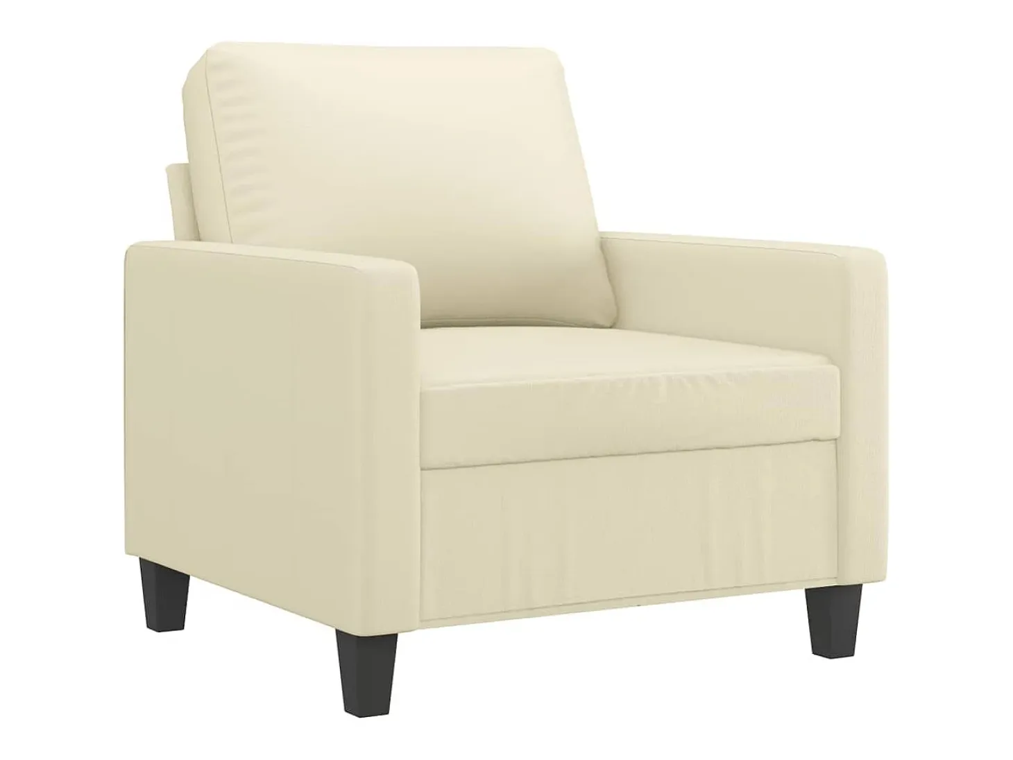 Poltrona com apoio de pés couro artificial 60 cm cor creme