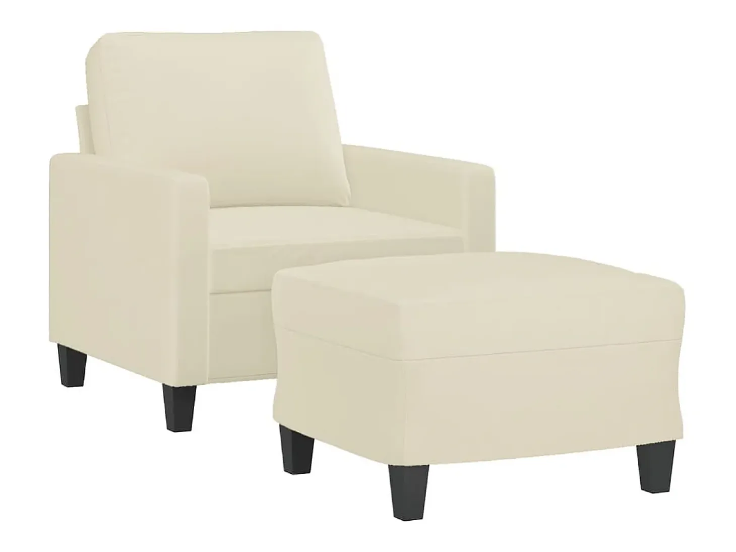Poltrona com apoio de pés couro artificial 60 cm cor creme