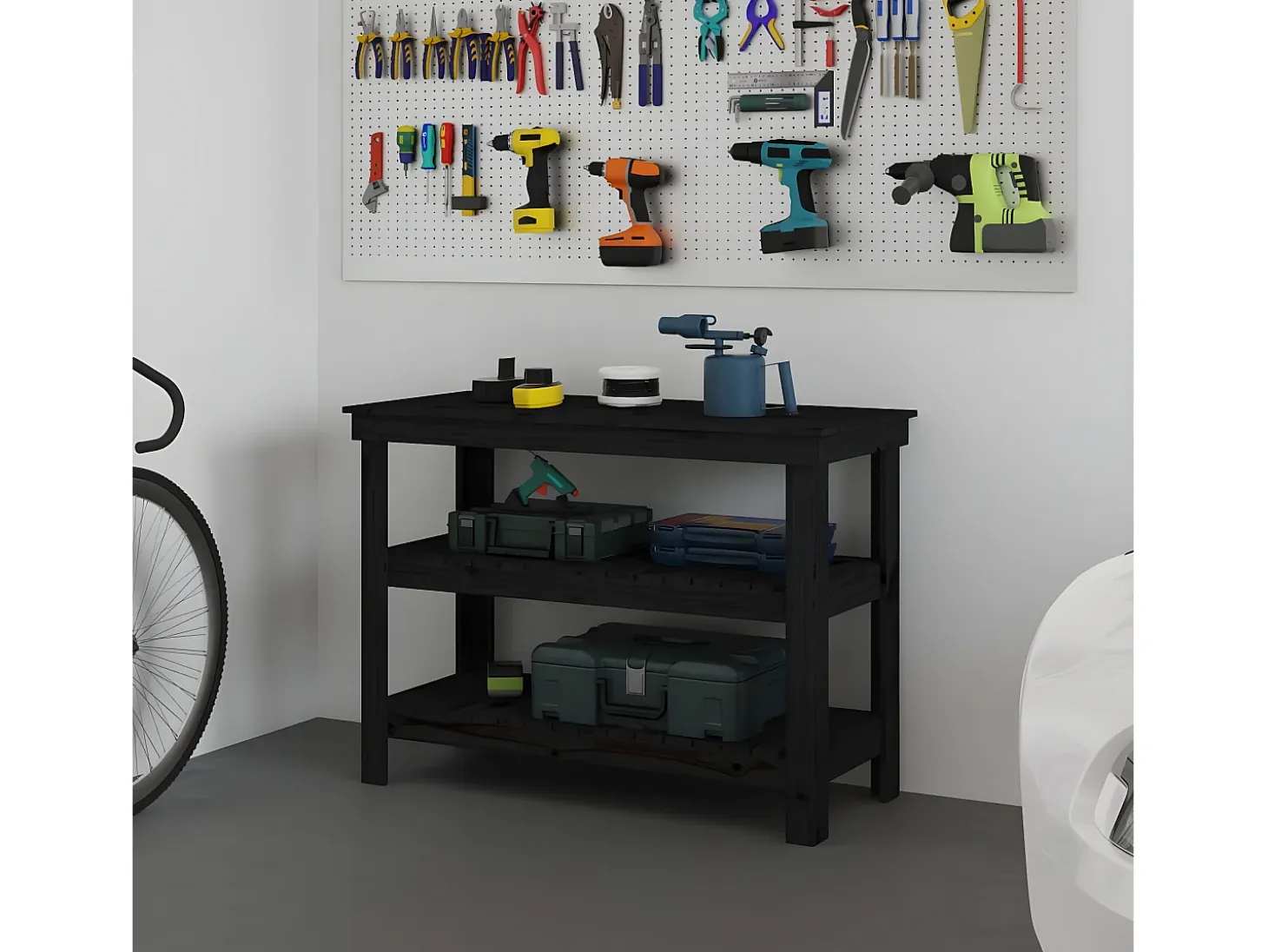Prolenta Premium - Banco de trabajo de madera maciza de pino negro 110,5x50x80 cm