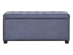 Puf con almacenaje 87,5 cm Gris Piel sintética