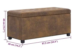 Puff almacenaje 87,5 cm Piel antelina marrón
