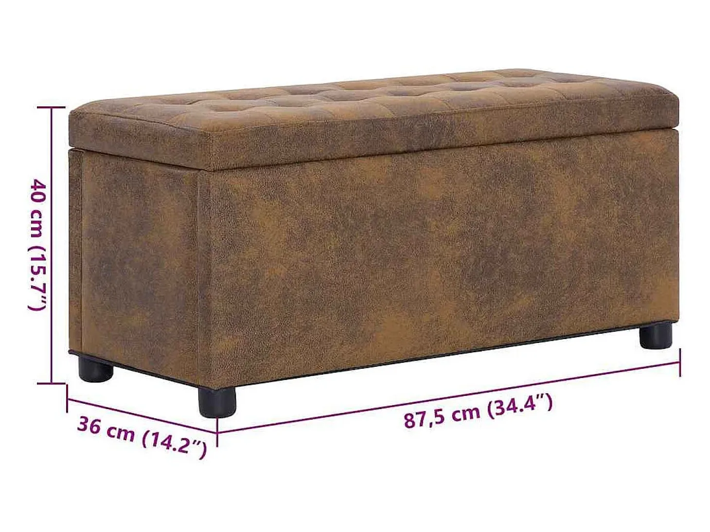 Puff almacenaje 87,5 cm Piel antelina marrón
