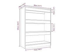 Qerlin Estantería madera contrachapada gris Sonoma 80x30x103 cm