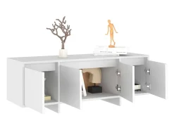 Qirin Mueble para TV madera contrachapada blanco 120x30x40,5 cm