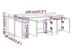 Qirin Mueble para TV madera contrachapada blanco 120x30x40,5 cm