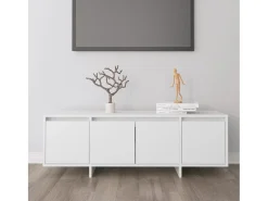 Qirin Mueble para TV madera contrachapada blanco 120x30x40,5 cm