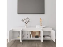Qirin Mueble para TV madera contrachapada blanco 120x30x40,5 cm
