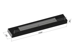 Quemador de bioetanol insertable de encimera negro mate en acero inoxidable de 120 cm con cristal