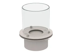 Quemador redondo con cristal para biochimenea de bioetanol, biochimenea de acero inoxidable, 1,5 lt, diámetro 25 cm.