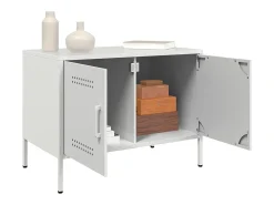 Raena Muebles de TV 2 piezas acero blanco 68x39x50,5 cm