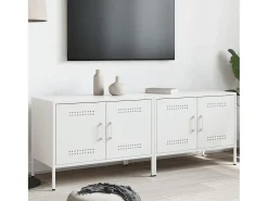 Raena Muebles de TV 2 piezas acero blanco 68x39x50,5 cm