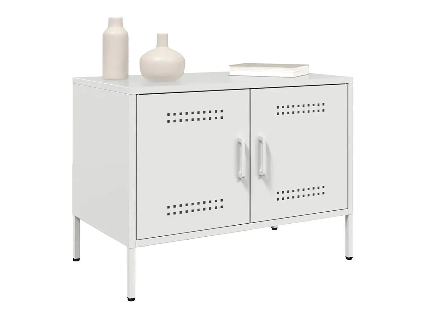 Raena Muebles de TV 2 piezas acero blanco 68x39x50,5 cm