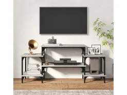Rebecq Mueble para TV madera contrachapada gris Sonoma 117x35x52 cm