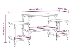Rebecq Mueble para TV madera contrachapada gris Sonoma 117x35x52 cm