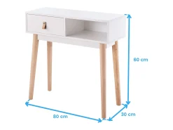 Recibidor Anzio entrada 1 cajón y 1 hueco blanco y madera claro 60x80x30 cm