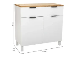 Recibidor de madera de 2 cajones y 2 puertas, blanco