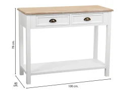 Recibidor De Madera De 2 Cajones Y 1 Balda Blanco