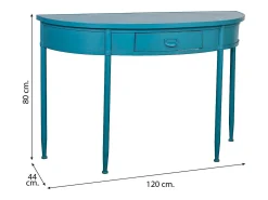 Recibidor de metal con 1 cajon envejecido azul
