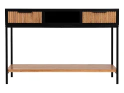Recibidor dos cajones madera y metal negro y marrón