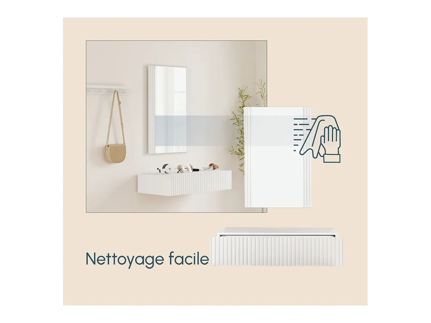 Recibidor para Entrada Pasillo en Blanco 80x42x97cm Amira
