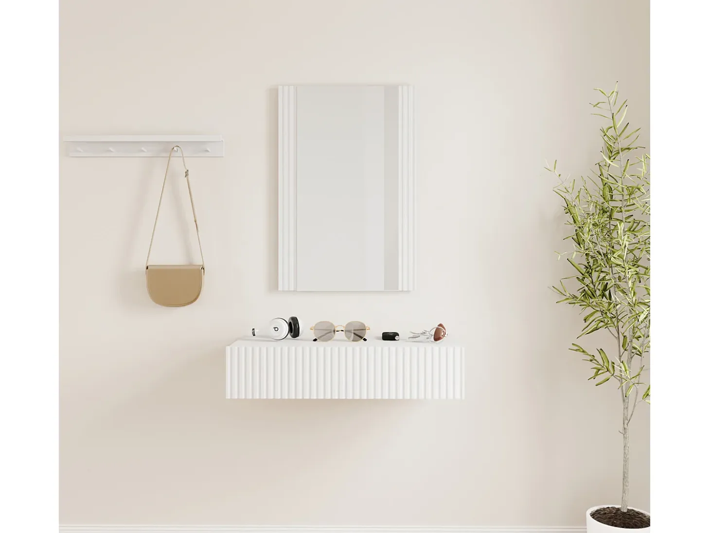 Recibidor para Entrada Pasillo en Blanco 80x42x97cm Amira