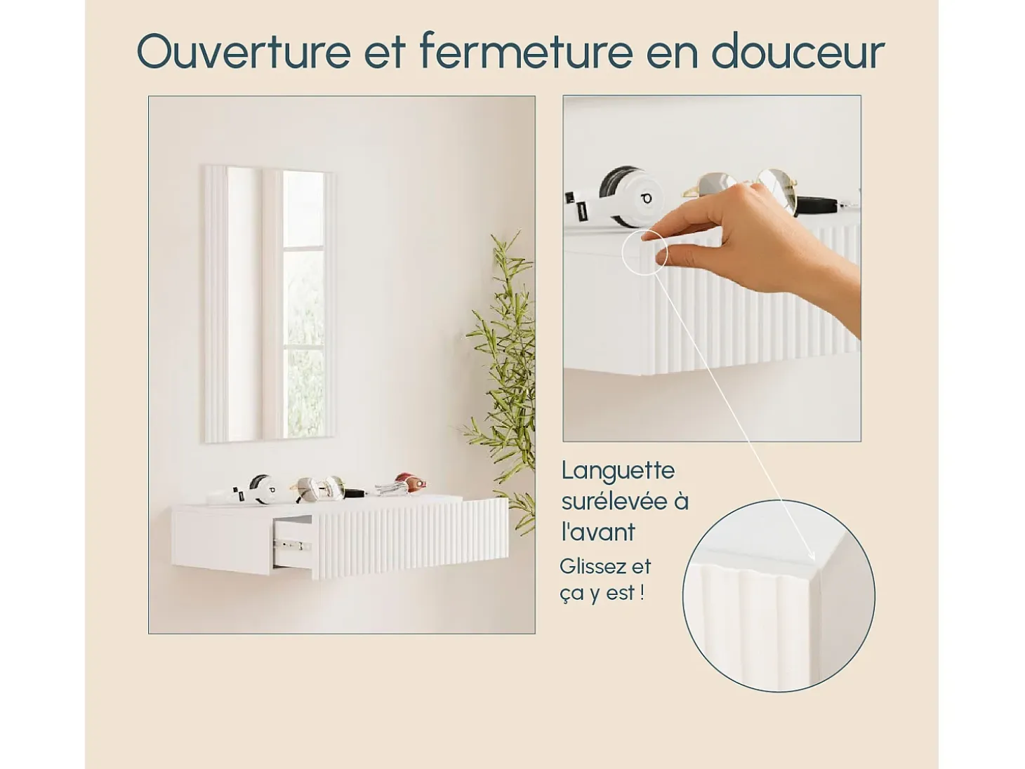 Recibidor para Entrada Pasillo en Blanco 80x42x97cm Amira