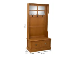 Recibidor perchero de madera con banqueta marron