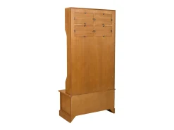 Recibidor perchero de madera con banqueta marron