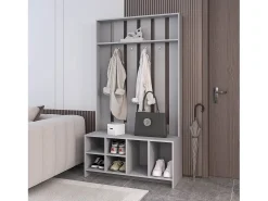 Recibidor tulcan en melamina con 8 estantes y 4 ganchos para colgar ropa , Gris , 172.6 cm X 96.8 cm X 39.3 cm
