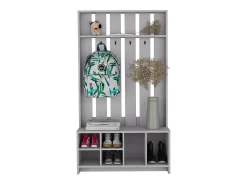 Recibidor tulcan en melamina con 8 estantes y 4 ganchos para colgar ropa , Gris , 172.6 cm X 96.8 cm X 39.3 cm