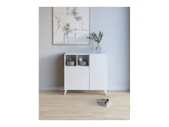 Recibidor zapatero 2 puertas en blanco. 87 cm (alto) x 90 cm (ancho) x 27 cm (prof.)