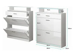 Recibidor zapatero para Entrada Pasillo en Blanco y Sonoma con LED 89x24x105cm Paola