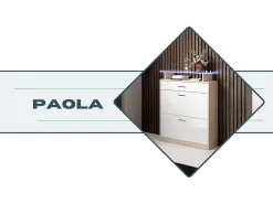 Recibidor zapatero para Entrada Pasillo en Blanco con LED 89x24x105cm Paola