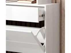 Recibidor zapatero para Entrada Pasillo en Blanco con LED 89x24x105cm Paola