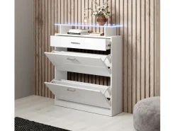 Recibidor zapatero para Entrada Pasillo en Blanco con LED 89x24x105cm Paola