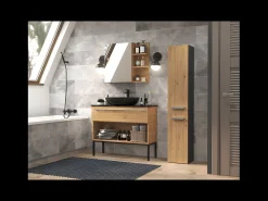 REGGY - Perchero de pared + espejo grande - 6 ganchos dobles - Estante - Mueble de entrada - 85x82x15cm